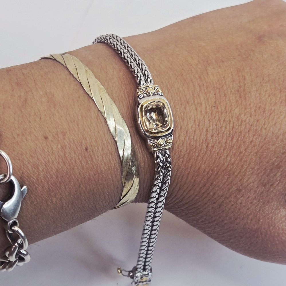 John Medeiros Sophisticated Silver and Gold Women's Bracelet - Picture 9 of 11
